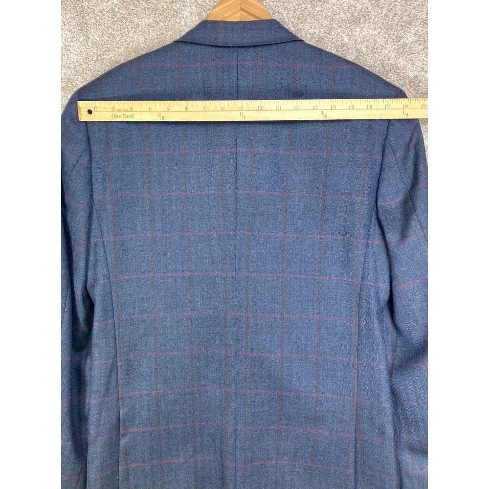 J. Crew Ludlow Wool Slim Fit Blazer Mens 38R Blue Windowpane Herringbone Jacket